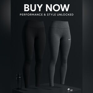 Nike Black and Gray Leggings for Active Comfort DRI FIT LEGGINGS WORK OUT